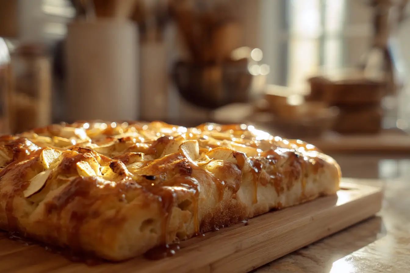 Caramel Apple Sourdough Focaccia Recipe | Light, Airy & Sweetly Crisp