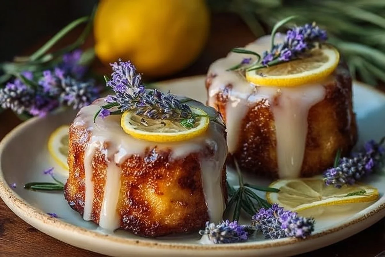 Mini Lemon Cakes With Lavender Glaze