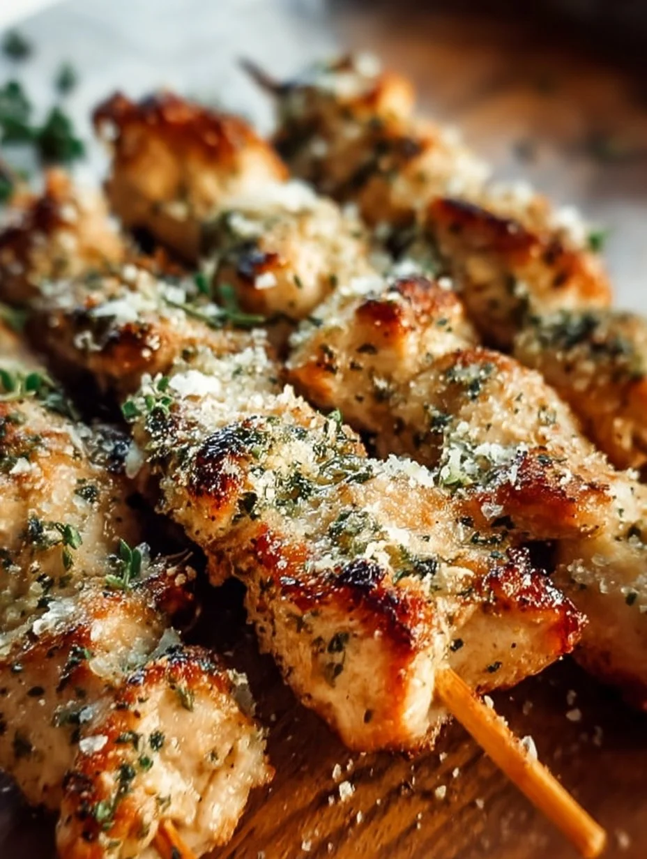 Ranch Garlic Parmesan Chicken Skewers