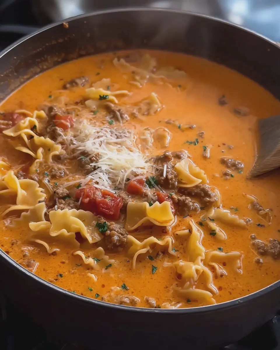 Slow Cooker Creamy Beef Lasagna Soup