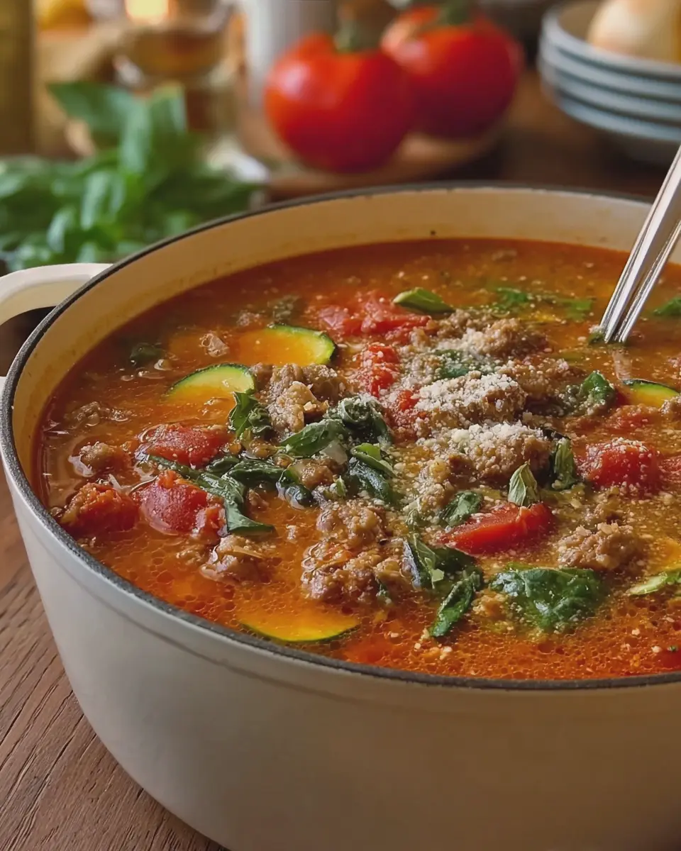 Zucchini Tomato Italian Sausage Soup